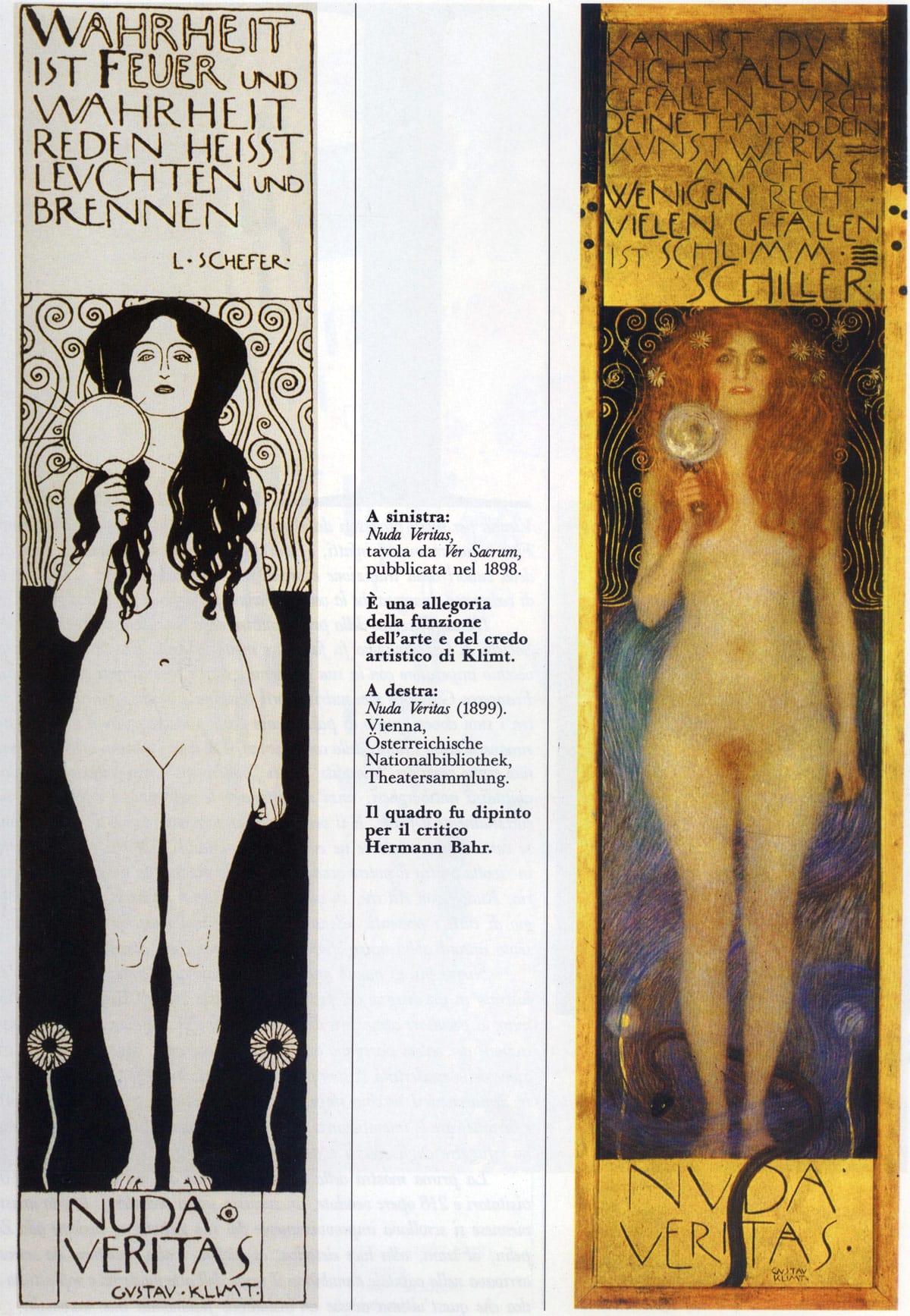 Nuda veritas di gustav klimt, 1899