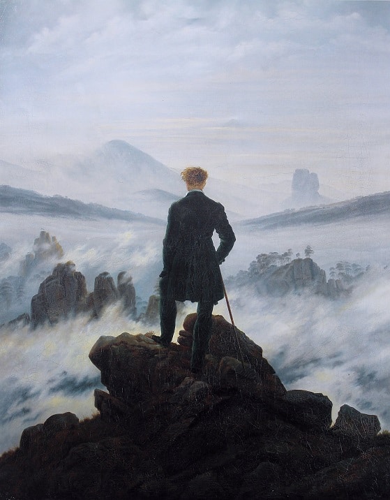 Il viandante sul mare di nebbia di caspar david friedrich