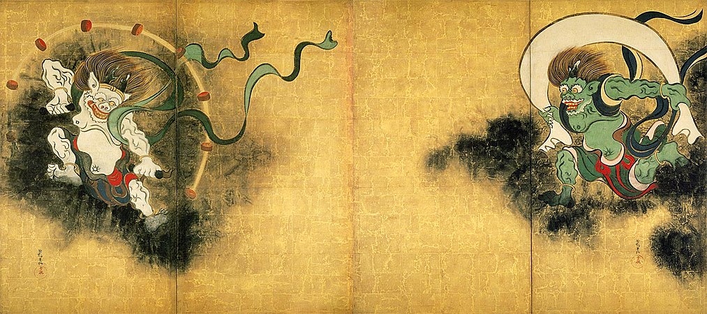 Ogata korin, dio del vento e dio del tuono, esempio di estetica rinpa