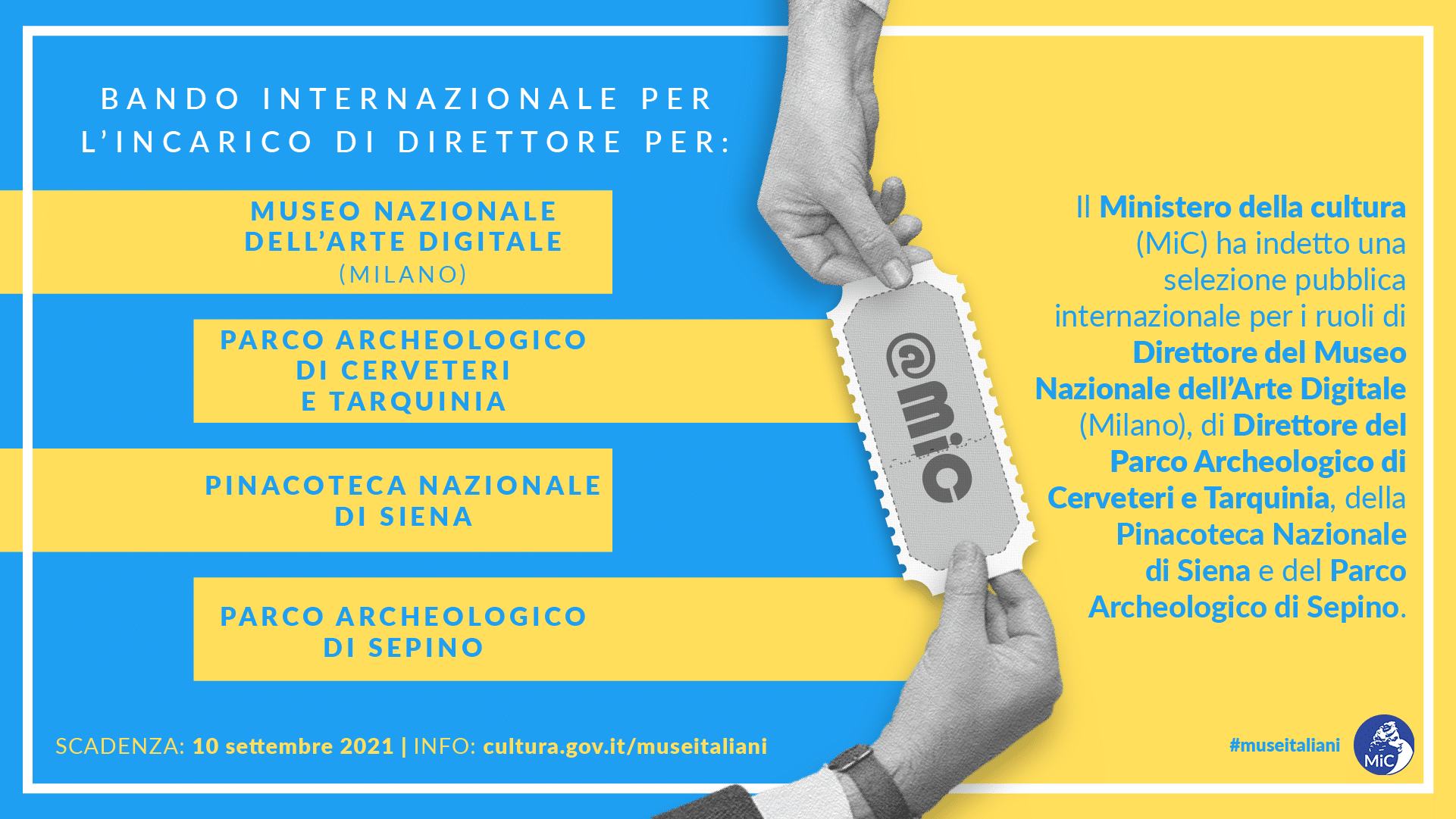 Avvio al bando internazionale per la ricerca dei direttori per i musei italiani
