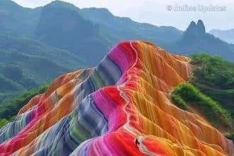 A group of people walking on a mountain