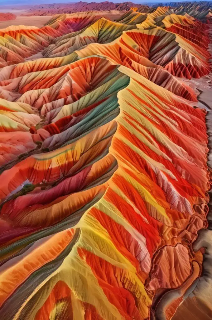 A colorful mountains with different colors