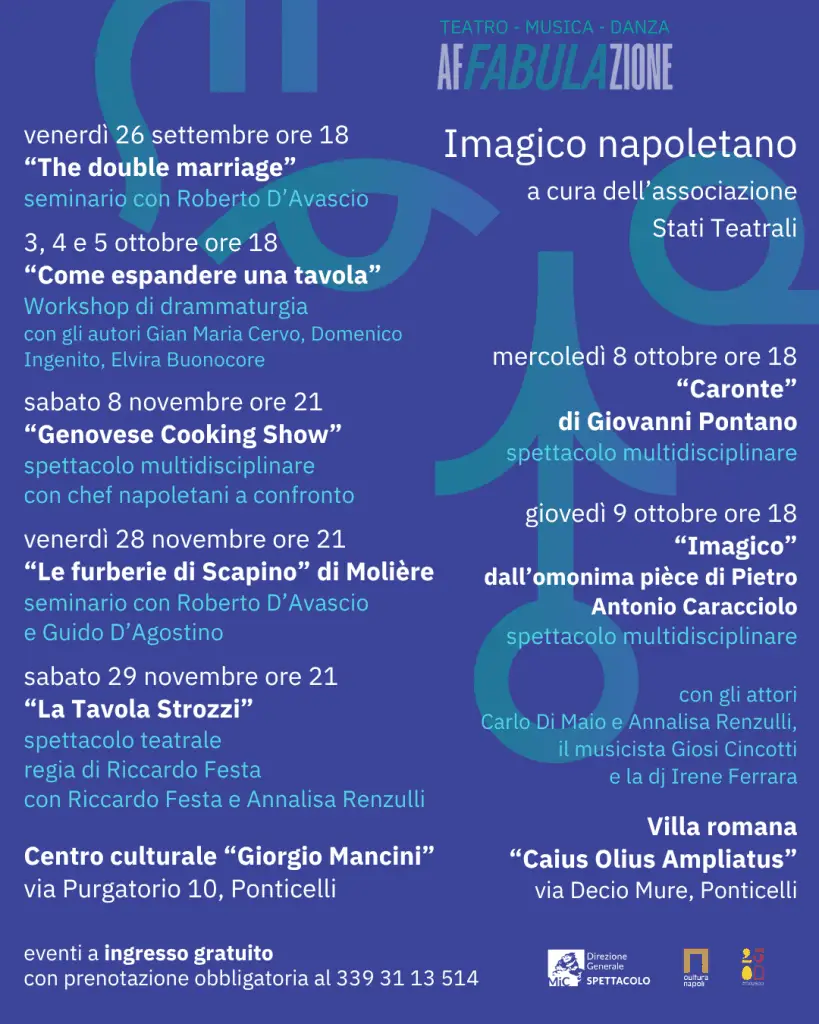“imagico napoletano”: viaggio nella partenope aragonese tra reading, teatro, danza e… genovese Imagico napoletano programma