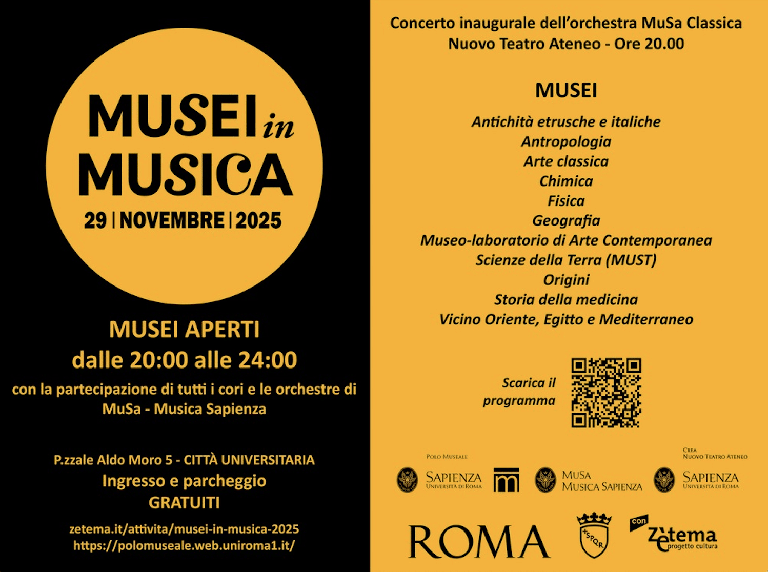 Polo museale sapienza (pms) annuncia la partecipazione all’edizione 2025 di musei in musica
