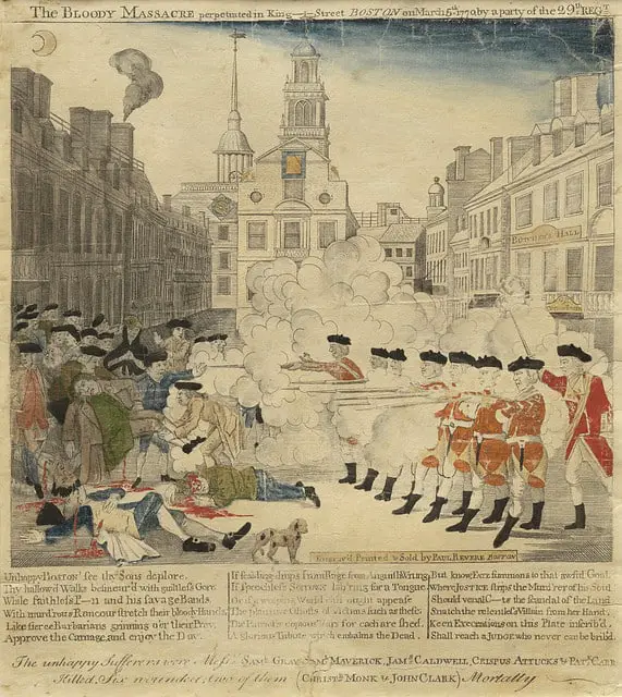 Accadde oggi 5 marzo 1770, il massacro di boston: cinque americani, compreso crispus attucks, vengono uccisi da truppe britanniche