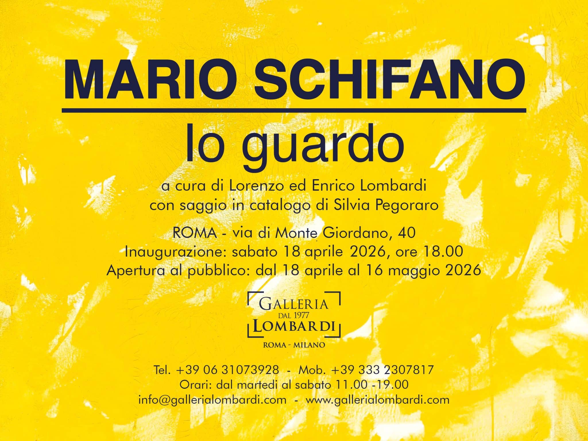 Mostra: mario schifano. Io guardo, roma, galleria lombardi