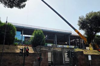 Antiquarium comunale del celio a roma durante i lavori di recupero dell'edificio storico
