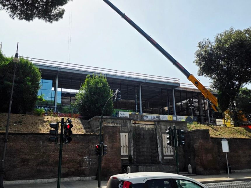 Antiquarium comunale del celio a roma durante i lavori di recupero dell'edificio storico