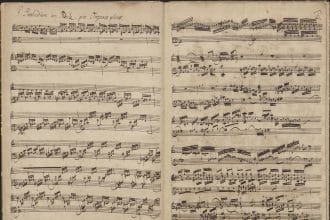 Manoscritto musicale del preludio in la minore bwv 543 di johann sebastian bach