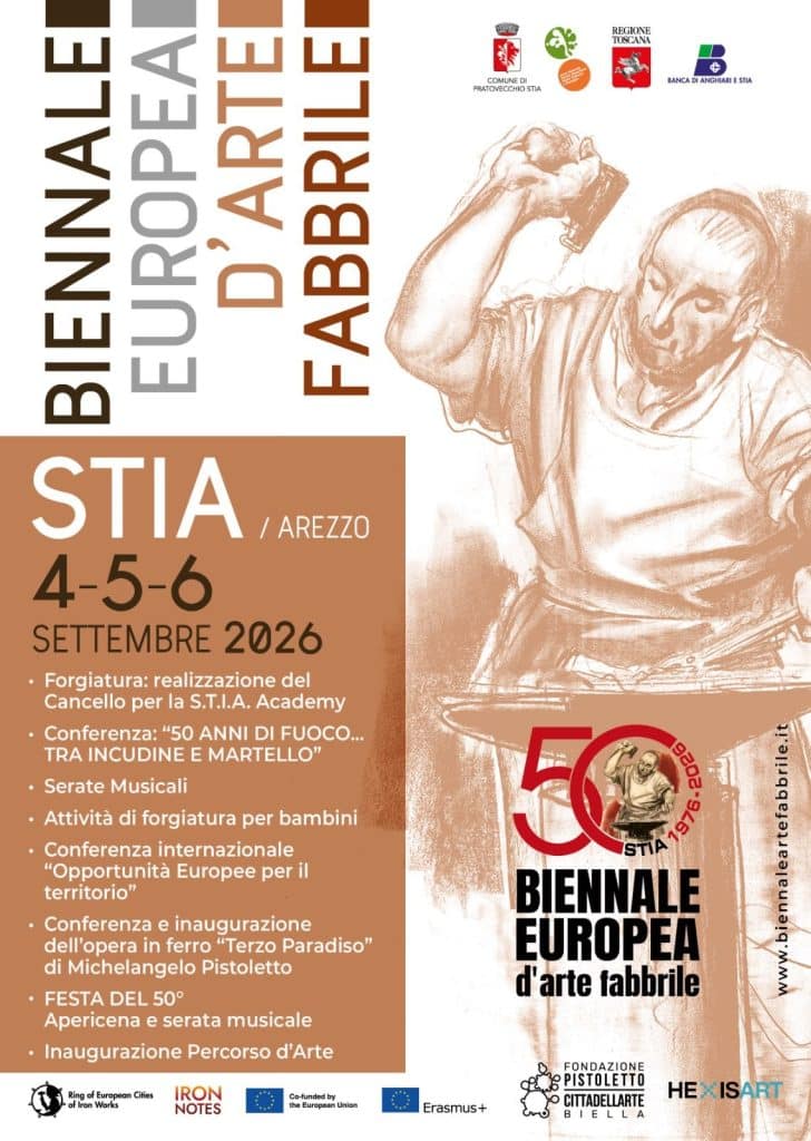 Biennale europea d'arte fabbrile stia 2026, locandina del 50° anniversario