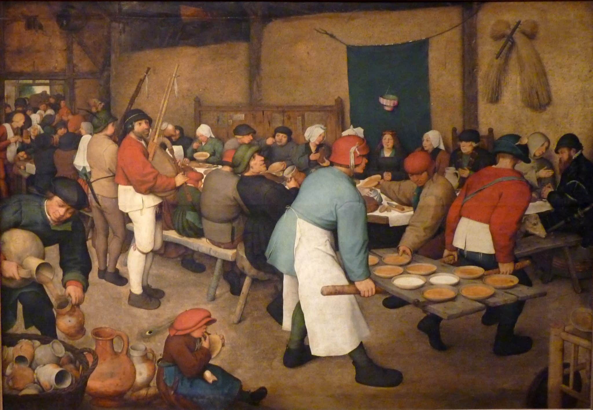 Pieter bruegel il vecchio, matrimonio contadino, esempio di scena di vita quotidiana
