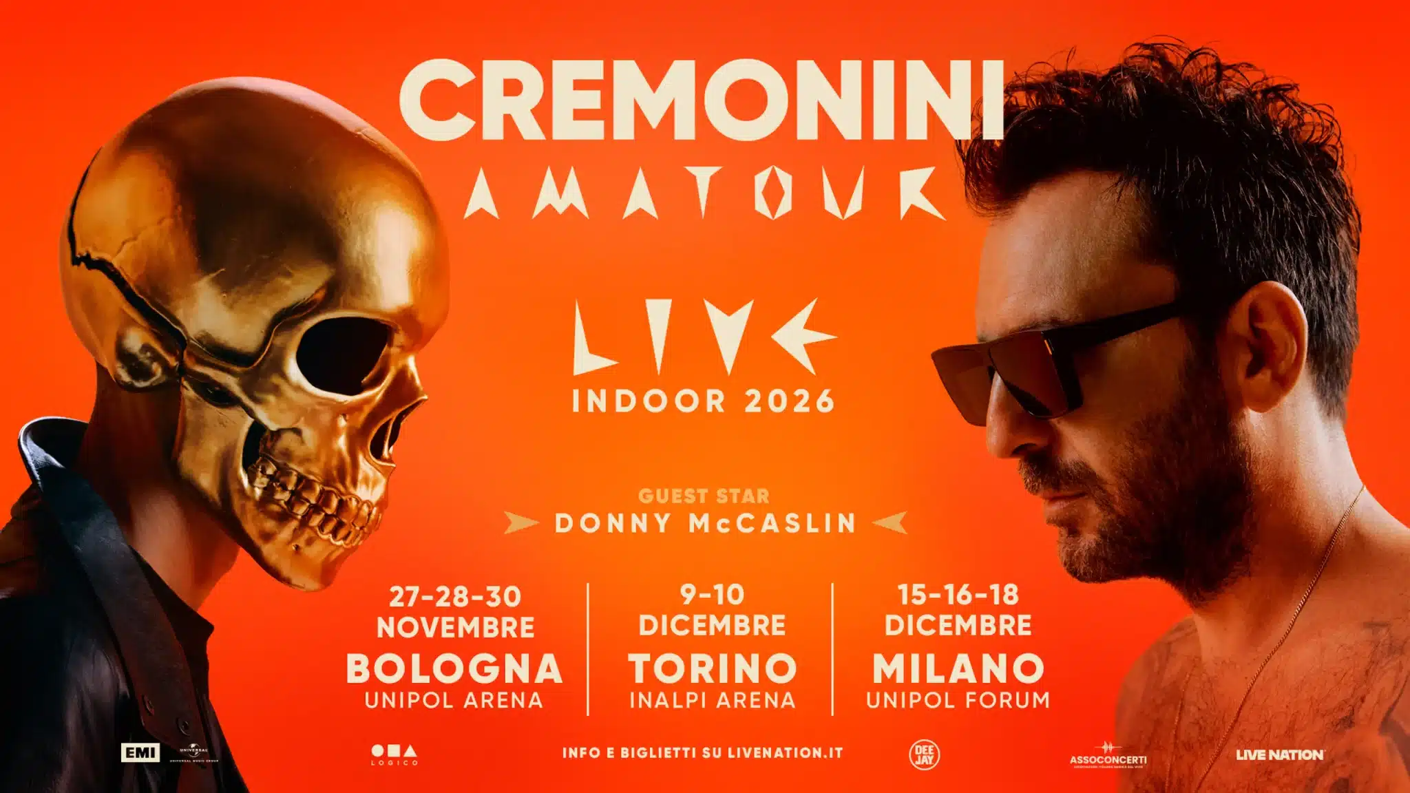 Cesare cremonini amatour live indoor 2026