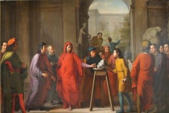 Il giovane michelangelo presenta a lorenzo il magnifico la sua prima opera di scultura di tommaso sebastiani, collezione bartolini arezzo