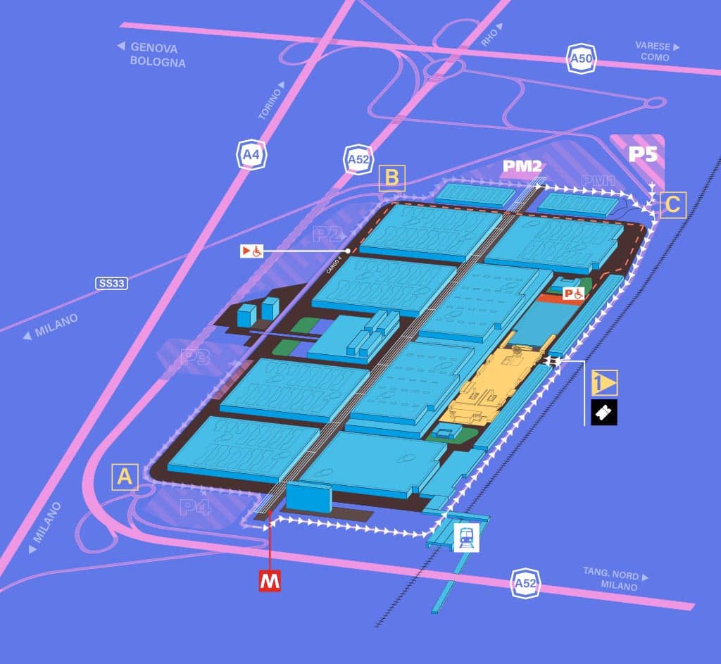 Mappa accessi e parcheggi di fiera milano live a rho