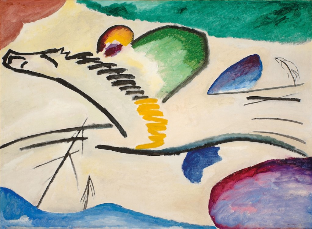 Vasilij kandinsky, lirico, 1911, in mostra a palazzo dei diamanti