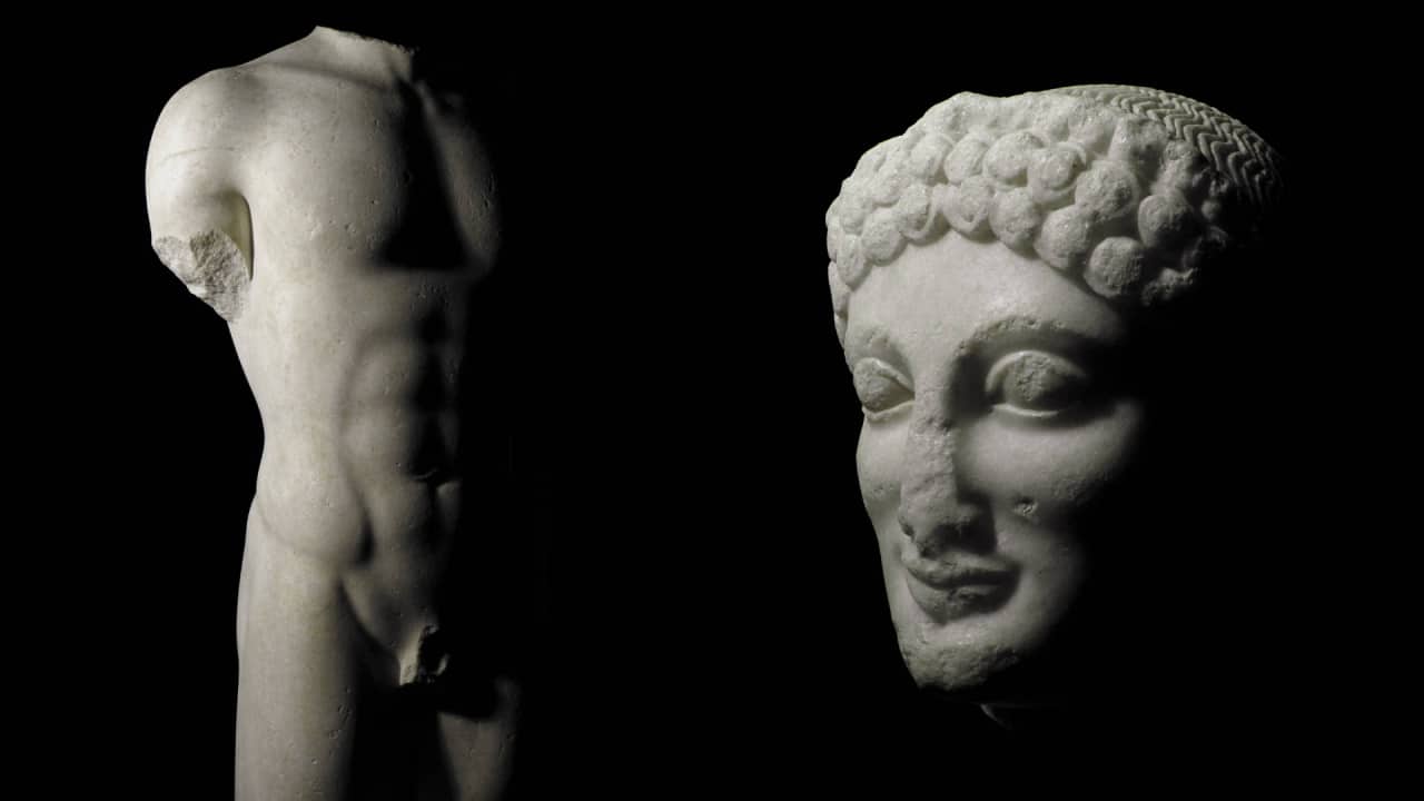 Kouros di leontinoi ricomposto con testa biscari e torso