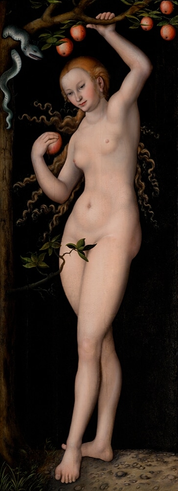 Eva di lucas cranach il vecchio, pannello del dittico adamo ed eva del 1530