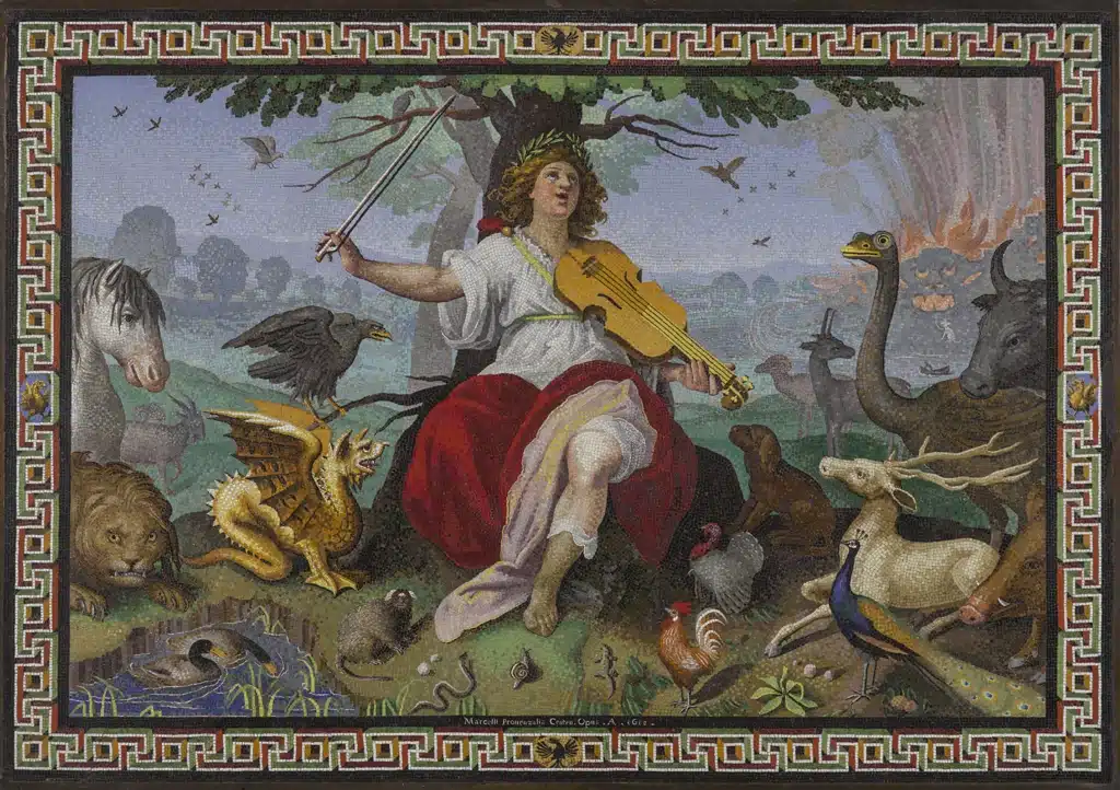 Marcello provenzale a cento 2026: mostra, orari e biglietti Marcello provenzale, orfeo, mosaico del 1618 dalla galleria borghese