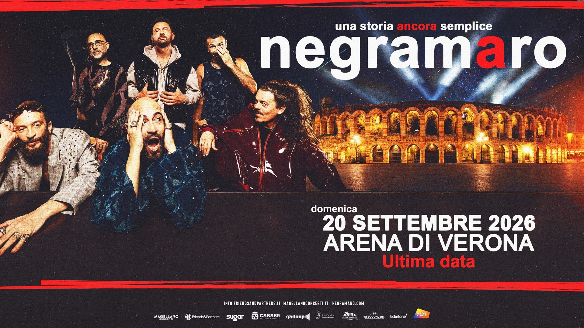 Negramaro a verona stasera: orario, scaletta e ultima data prima della pausa Negramaro all'arena di verona il 20 settembre 2026