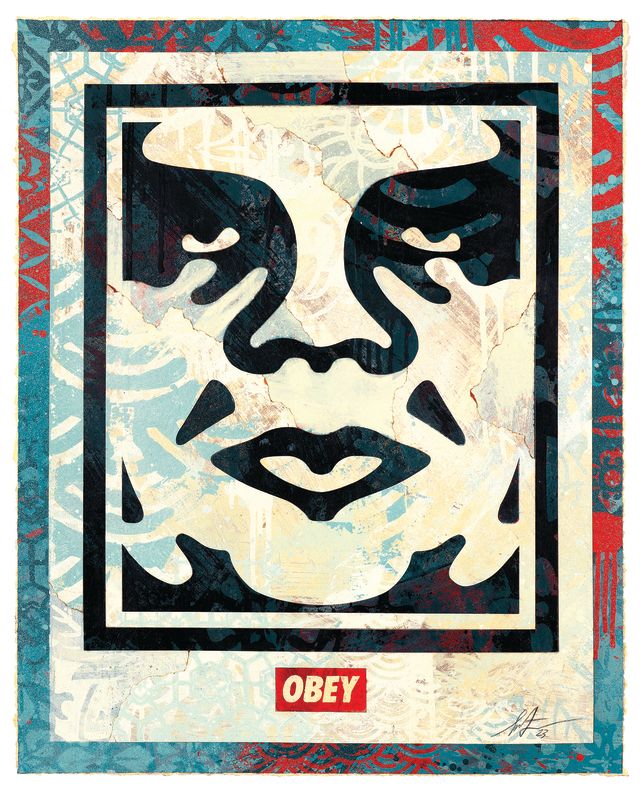 Obey napoli 2026, 3 face icon teal 2 di shepard fairey
