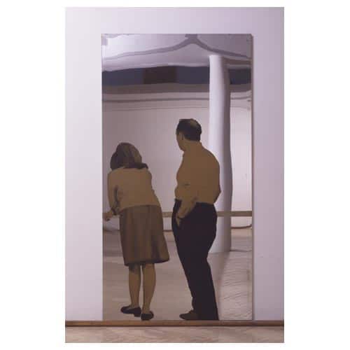 Michelangelo pistoletto, lui e lei alla balconata, quadro specchiante