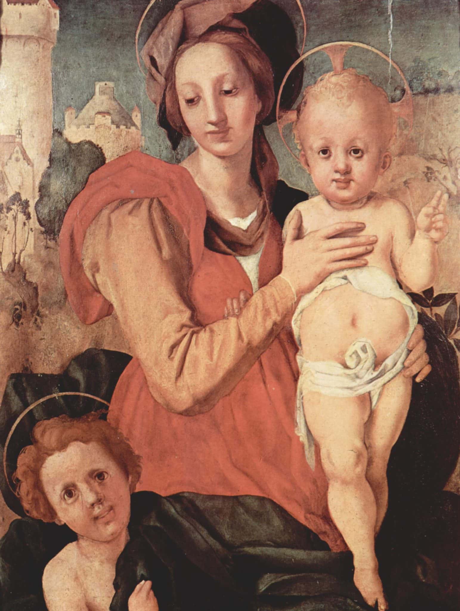 Madonna con bambino e san giovannino di pontormo, galleria corsini di firenze