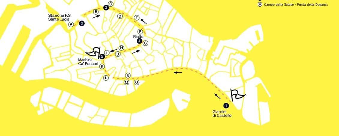 Mappa del percorso della regata storica di venezia 2026