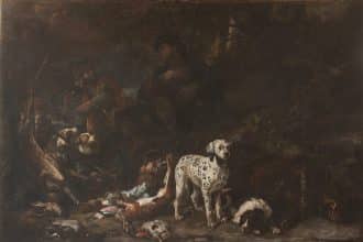 Scena di caccia di david de koninck dopo il restauro al museo correale