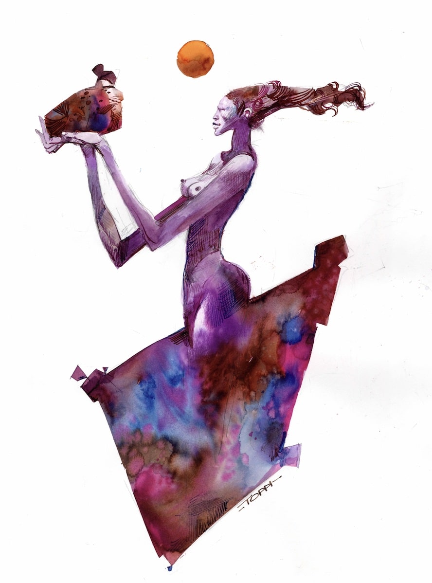 Opera di sergio toppi esposta al palazzo del fumetto di pordenone
