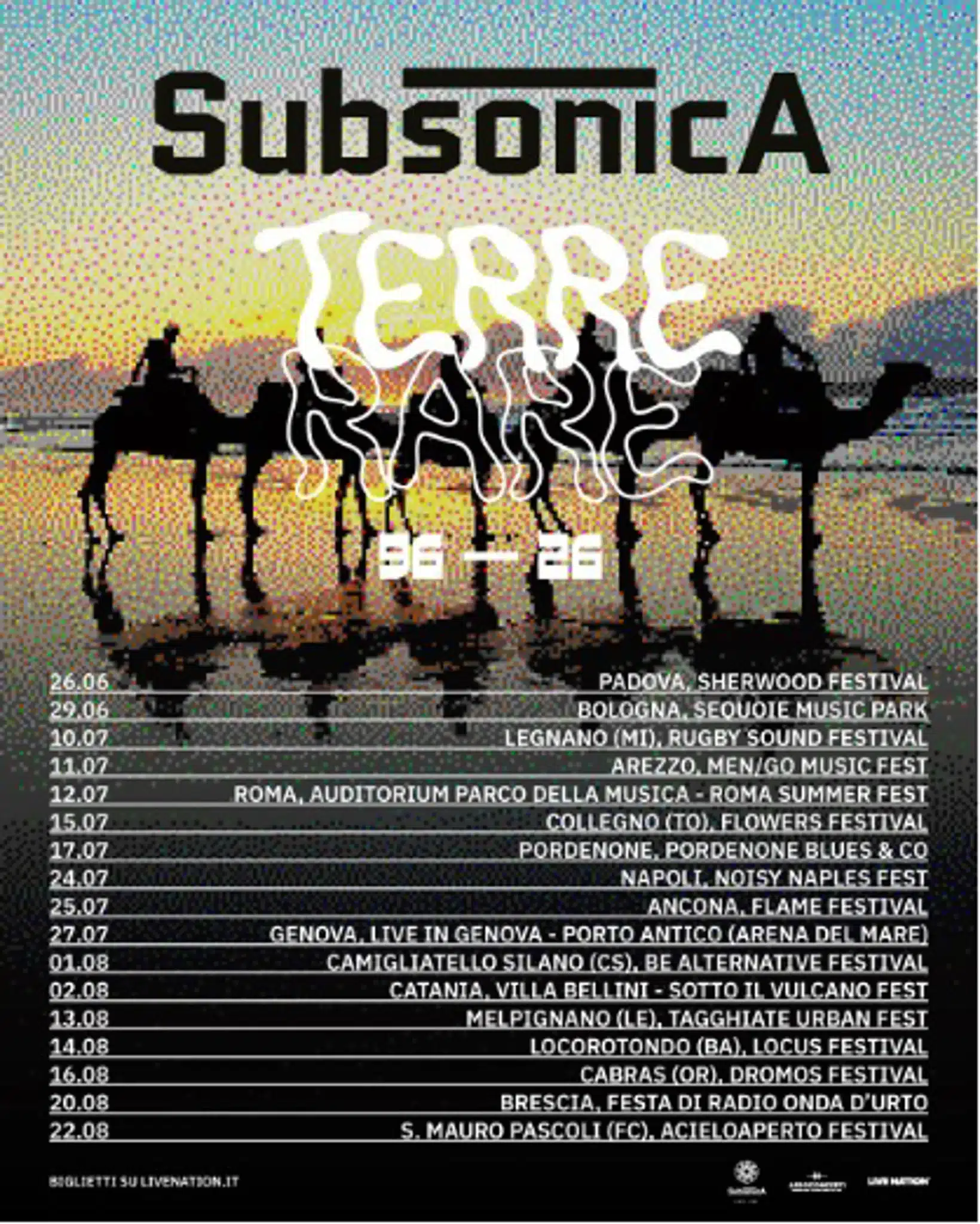 Subsonica terre rare 96-26 tour 2026