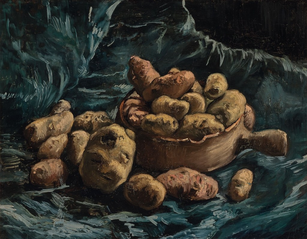 Vincent van gogh, natura morta con patate, 1886, in mostra a palazzo dei diamanti