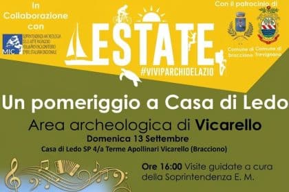 Locandina un pomeriggio a casa di ledo all'area archeologica di vicarello il 13 settembre 2026
