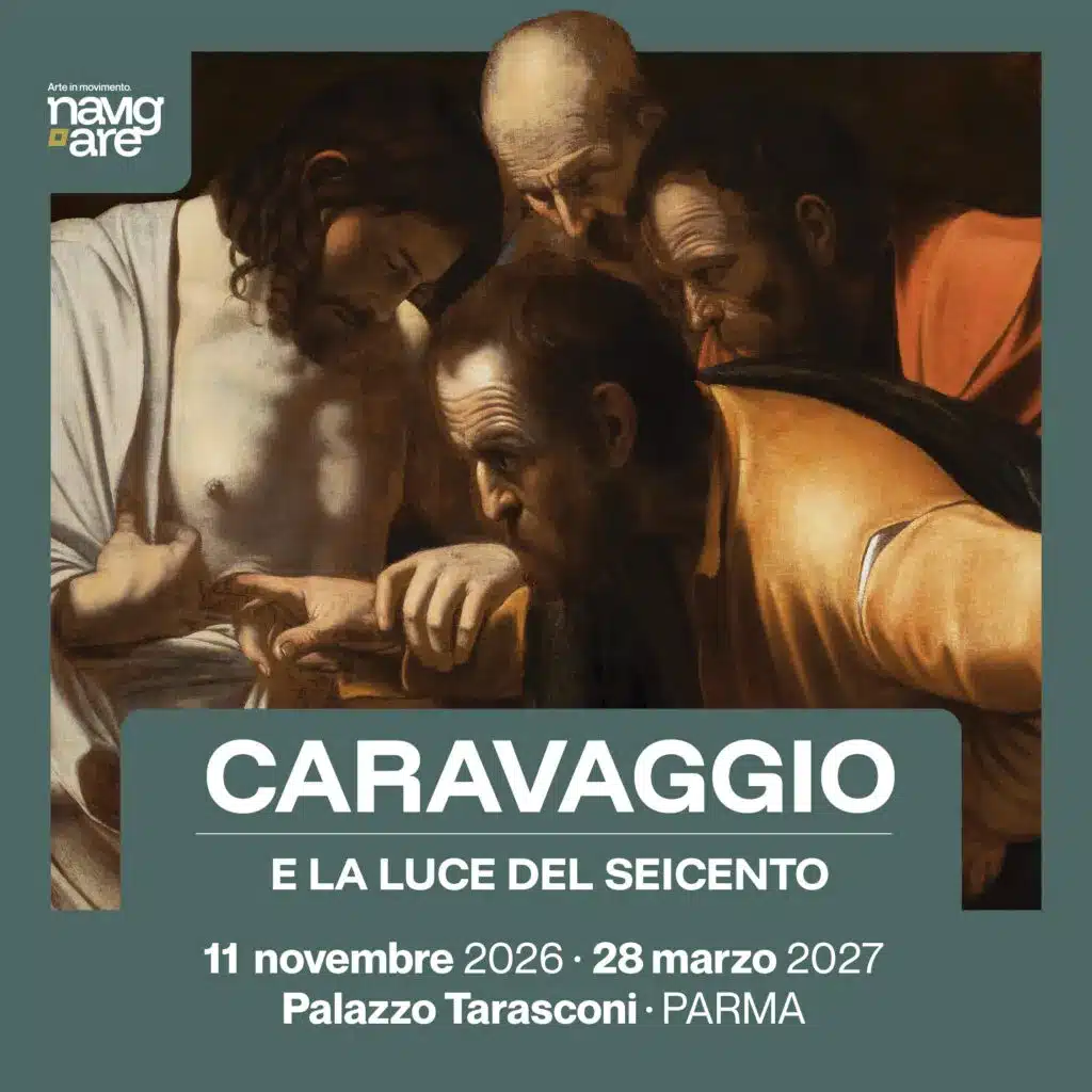 Locandina della mostra caravaggio e la luce del seicento a palazzo tarasconi