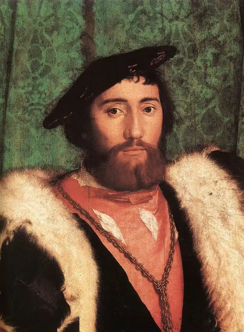 Dettaglio del teschio anamorfico negli ambasciatori di holbein