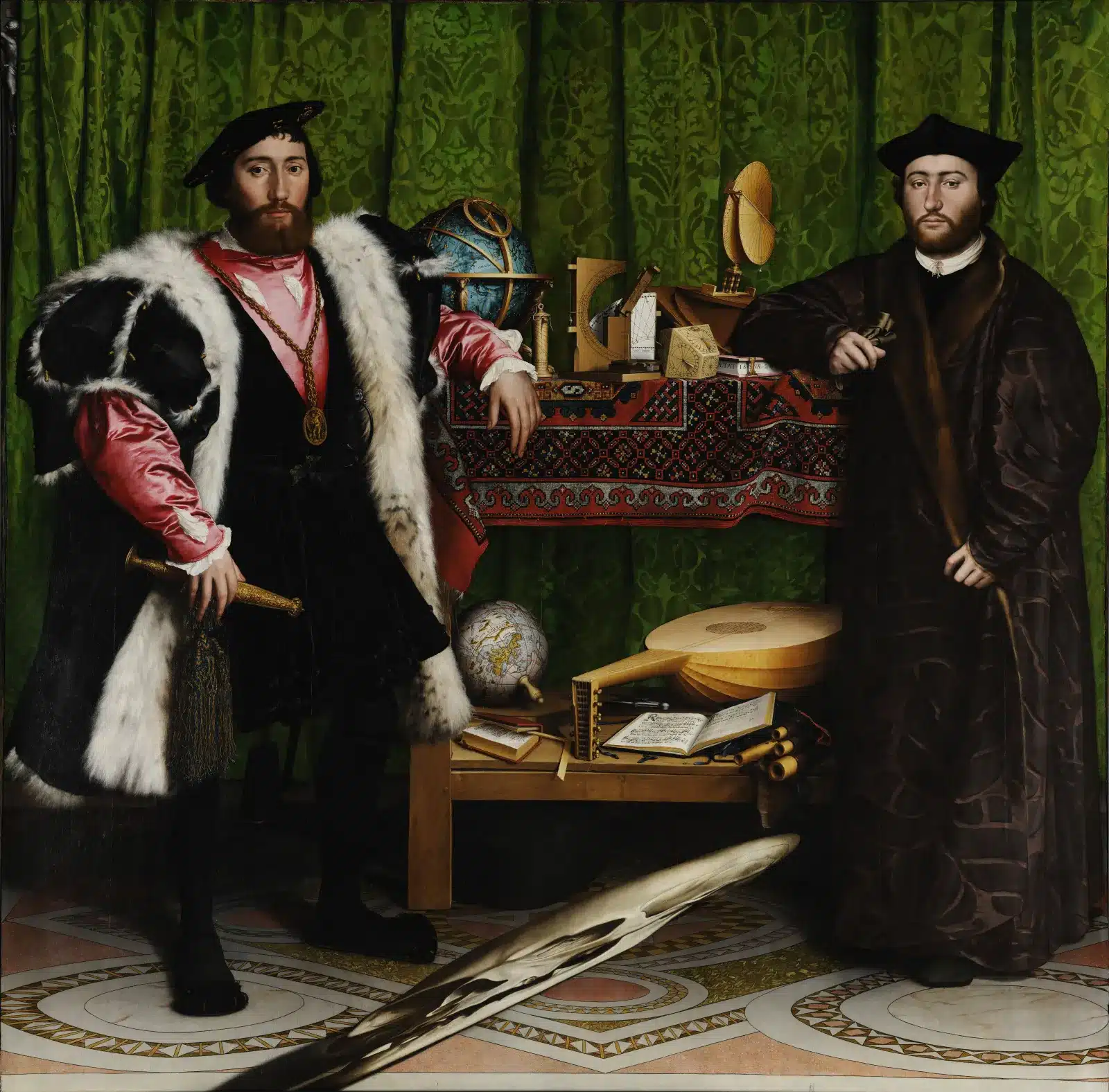 Gli ambasciatori di hans holbein il giovane con il teschio anamorfico