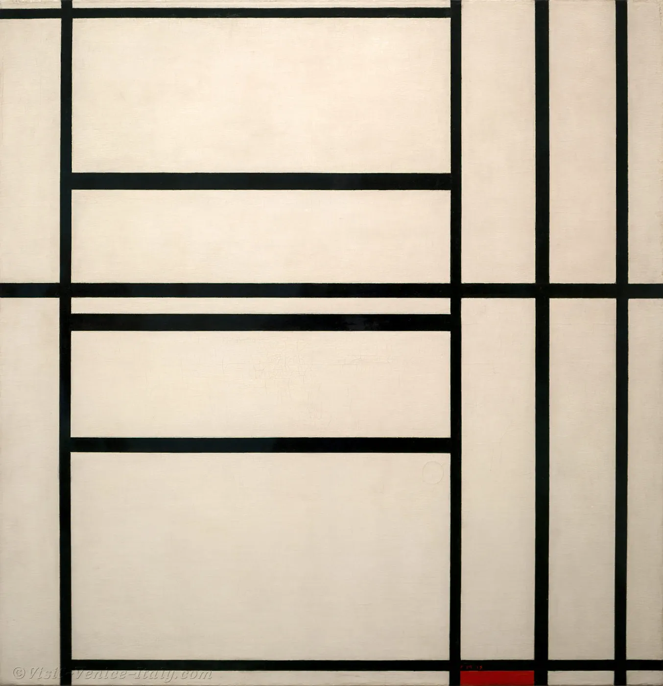 Piet mondrian, composizione con rosso 1939, collezione peggy guggenheim venezia