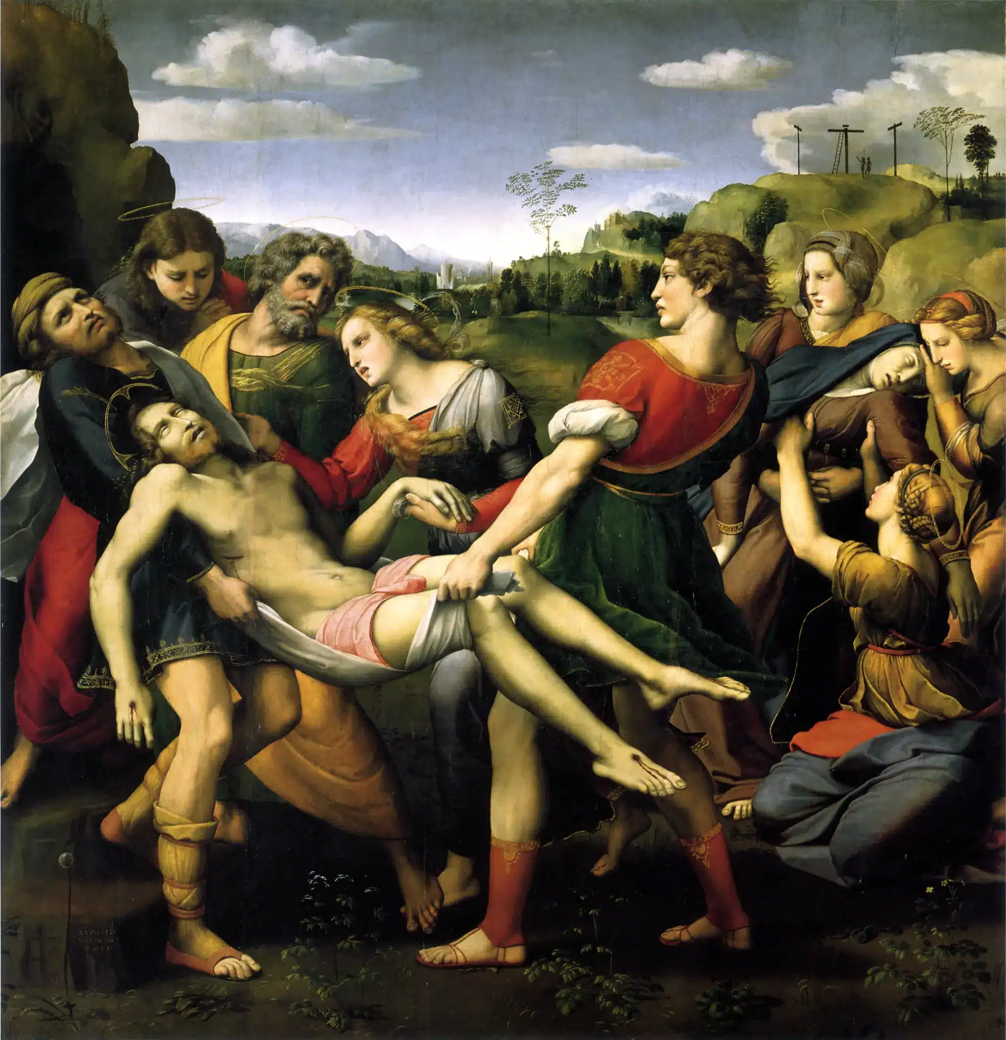 Pala baglioni di raffaello: significato e storia della deposizione Deposizione di raffaello, trasporto di cristo morto al sepolcro, con la vergine sorretta dalle donne